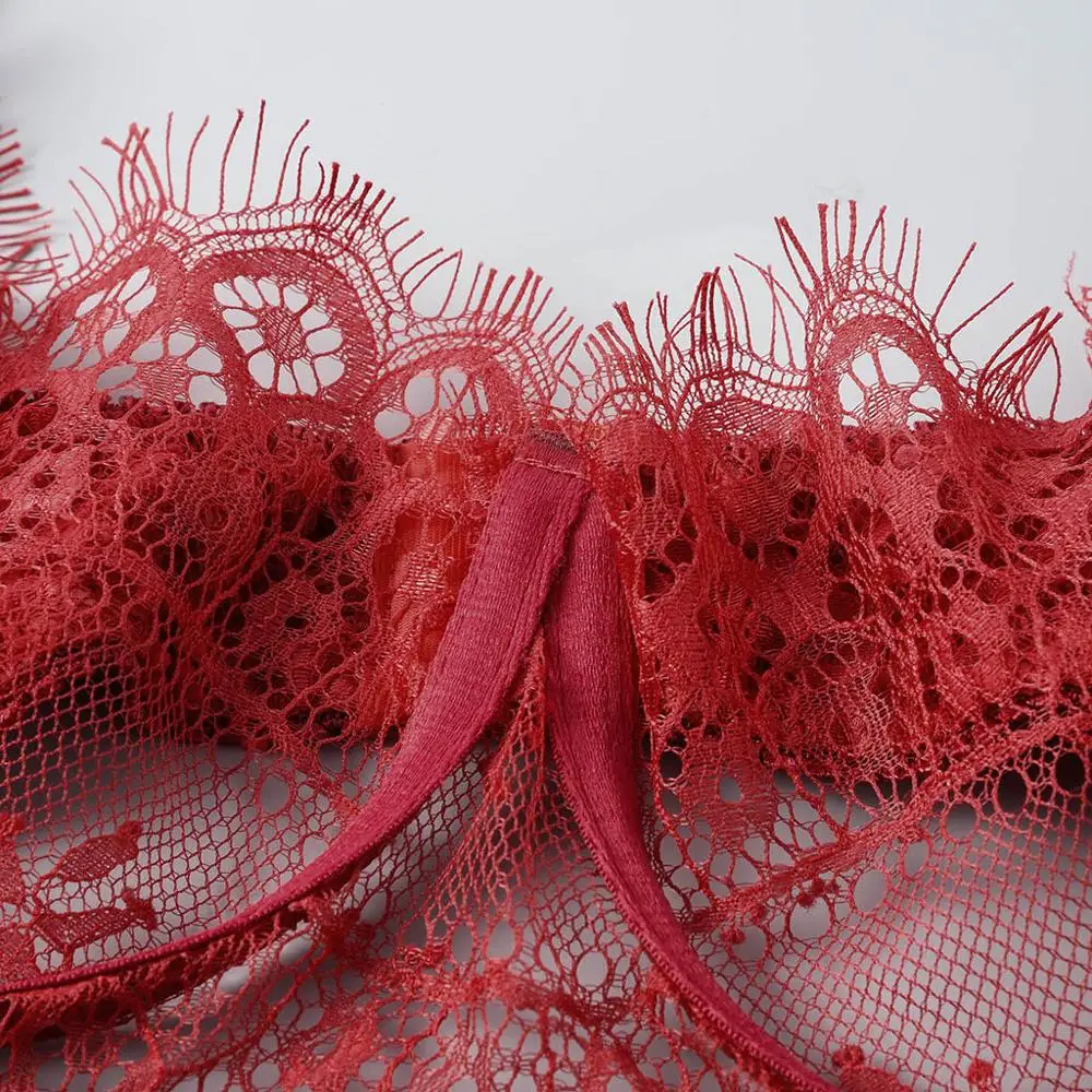 Нижнее белье сексуальный комплект с бюстгальтером женский красный кружевной