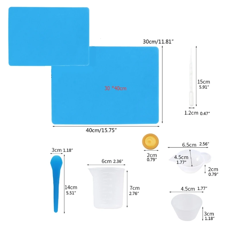

Silicone Resin Tool Kit Nonstick Silicone Mat 100ml Measuring Cups Mix Cups Tool