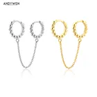 ANDYWEN 925 пробы серебряные золотые бусины Huggies кольца цепи пирсинг серьги клипсы 2021 круглый свадебный подарок ювелирные изделия в подарок
