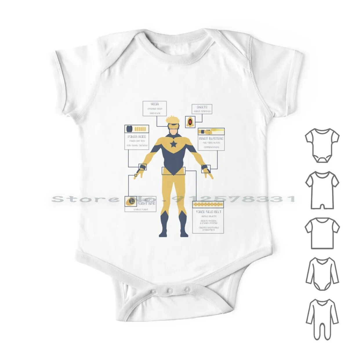 

Booster Gold Info-Graphic Одежда для новорожденных, комбинезоны, хлопковые комбинезоны Booster Gold Skeets Infographic Info Graphic Comics