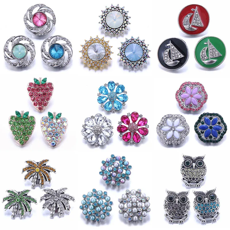 Boom Life 10pcs/lot Wholesale Snap Jewelry 18mm Buttons Mixed Rhinestone Metal Snaps for Bracelet Bangle | Украшения и аксессуары