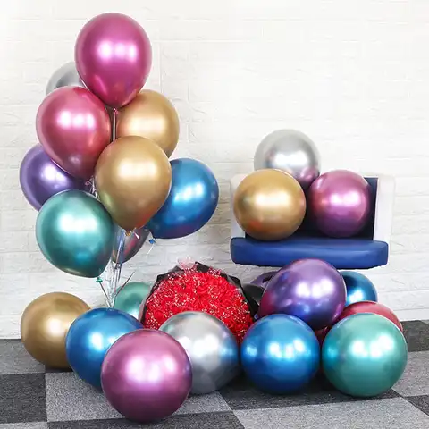 Глянцевые металлические жемчужные латексные шары, 50 шт., 10 дюймов, толстые, хромированные, металлические, цветовые, строительные шарики, шар...