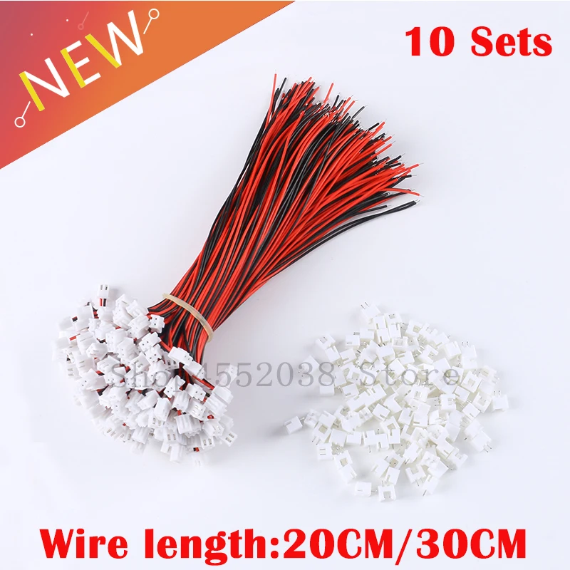 10 компл./лот 26AWG JST XH2.54 2 штырька кабель длиной 200 мм/300 мм Штекерный разъем