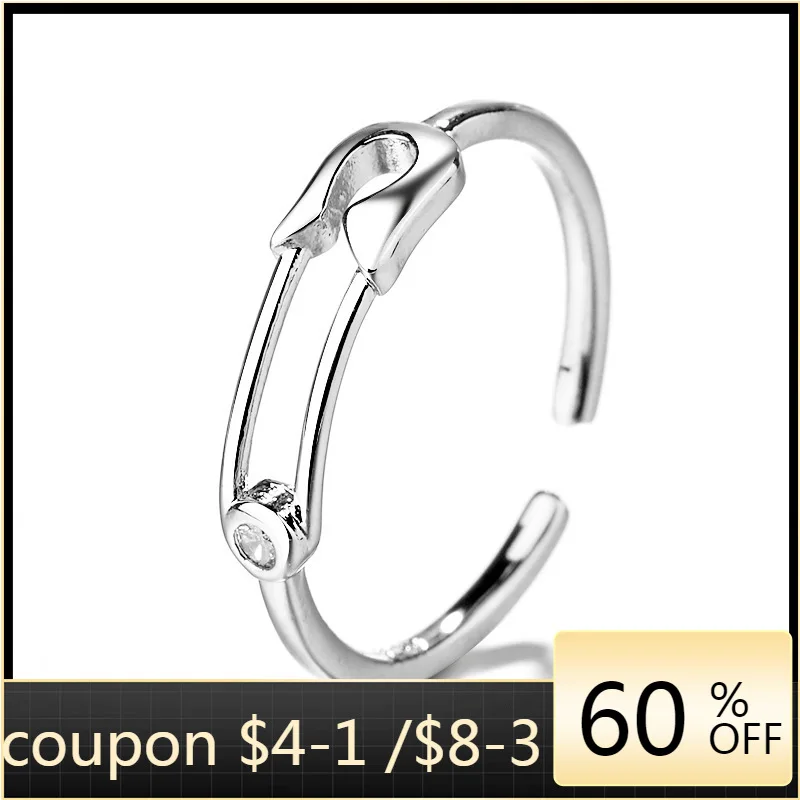 

New Silver Color Fashion Rings for Women Simple Pin Hollow White Zircon Open Ring Party Jewelry Christmas Gift Black Friday