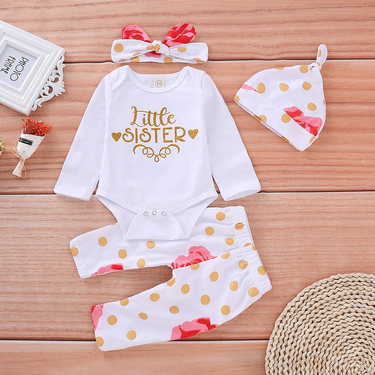 PatPat/весенне осенний Новый хлопковый комплект из 4 предметов для новорожденных: