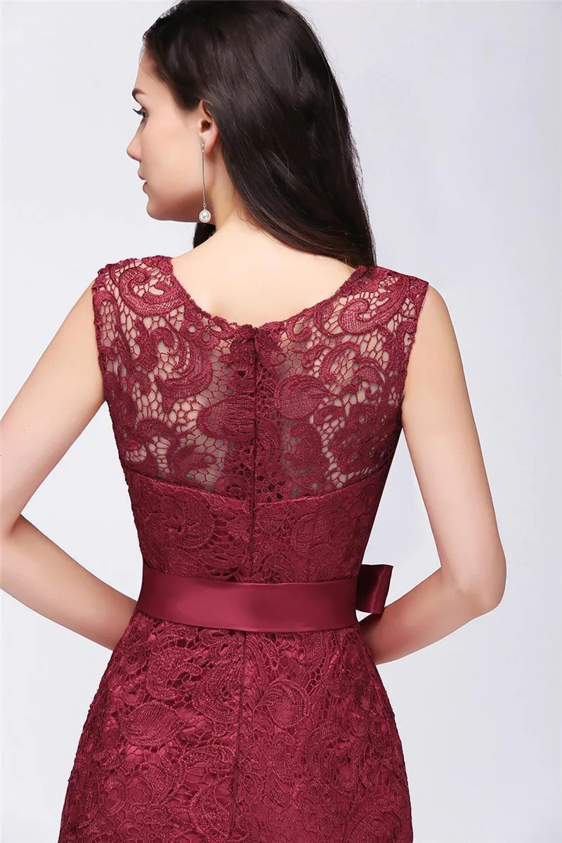 Vestido de Festa Русалка бордовые кружевные вечерние платья Длинные Сексуальные Illusion