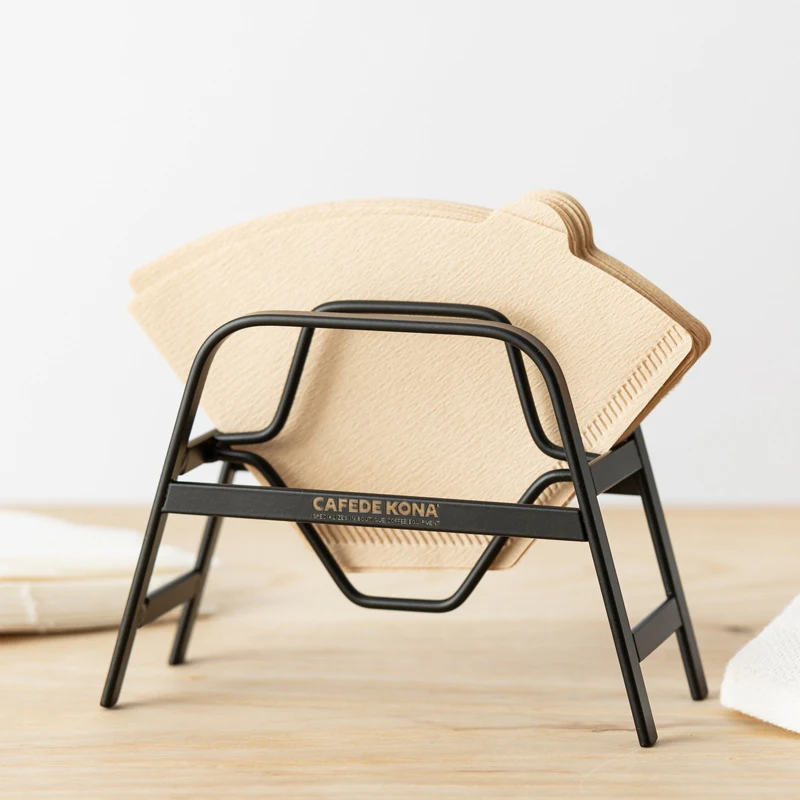 

Hand Punched V60 Fan-Shaped Filter Paper Stainless Steel Black Filter Paper Storage Rack Exquisite And Durable Kitchen Appliance