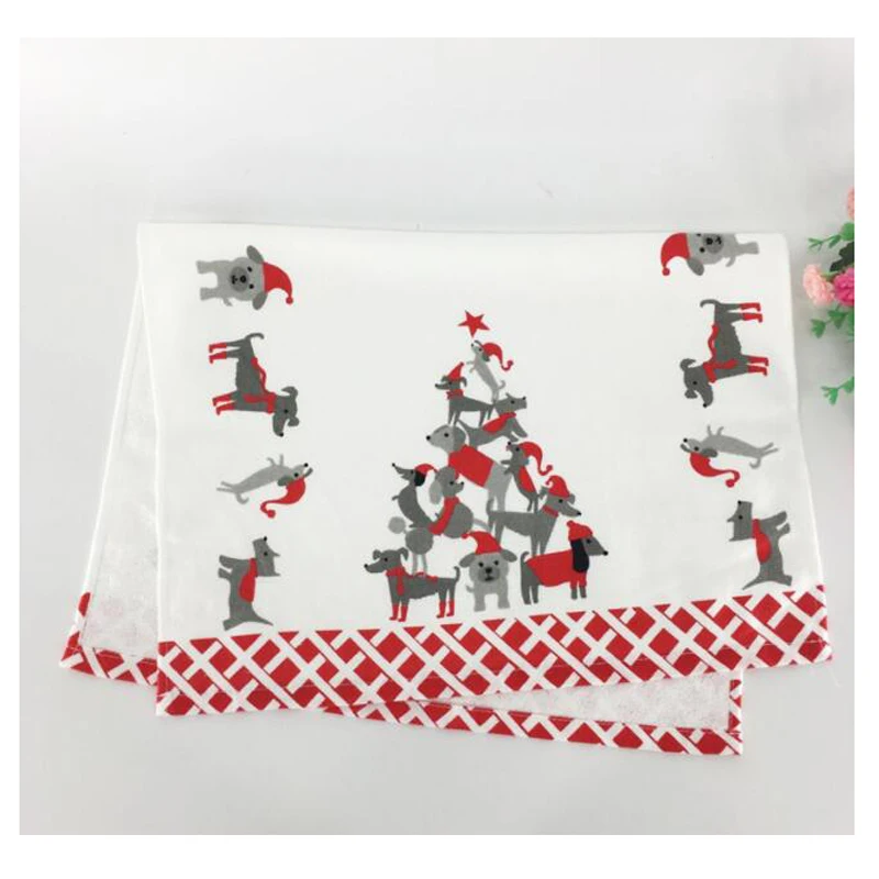 5pcs Christmas Cotton printed tea towel face cut velvet soft absorbent ceremony 70x45cm for home bathroom accessories | Дом и сад