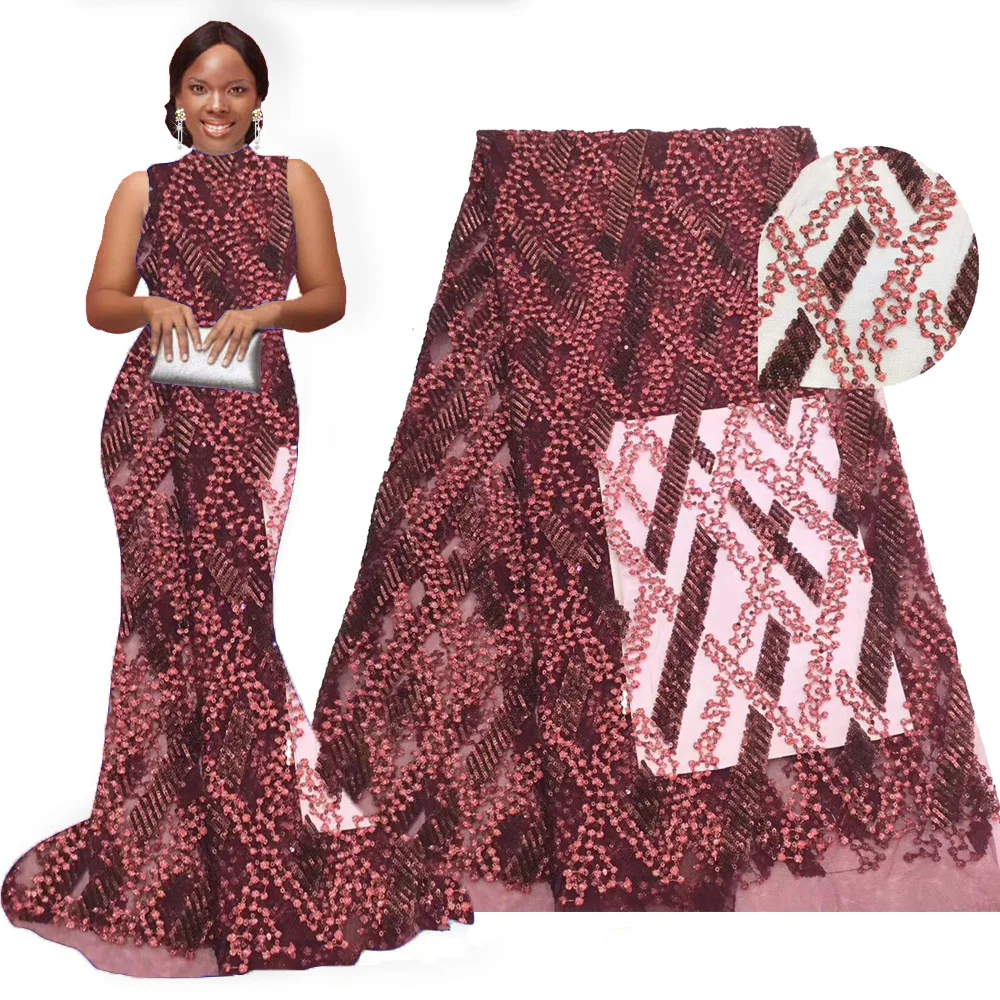 Африканская кружевная ткань 2019 высокое качество кружева винно Красная Вышивка