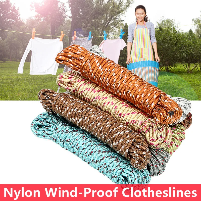 

10M New Thickened Clotheslines Outdoor Nylon 1PCS Wind-Proof And Skid Hanging Rope Drying Clotheslines Wholesale