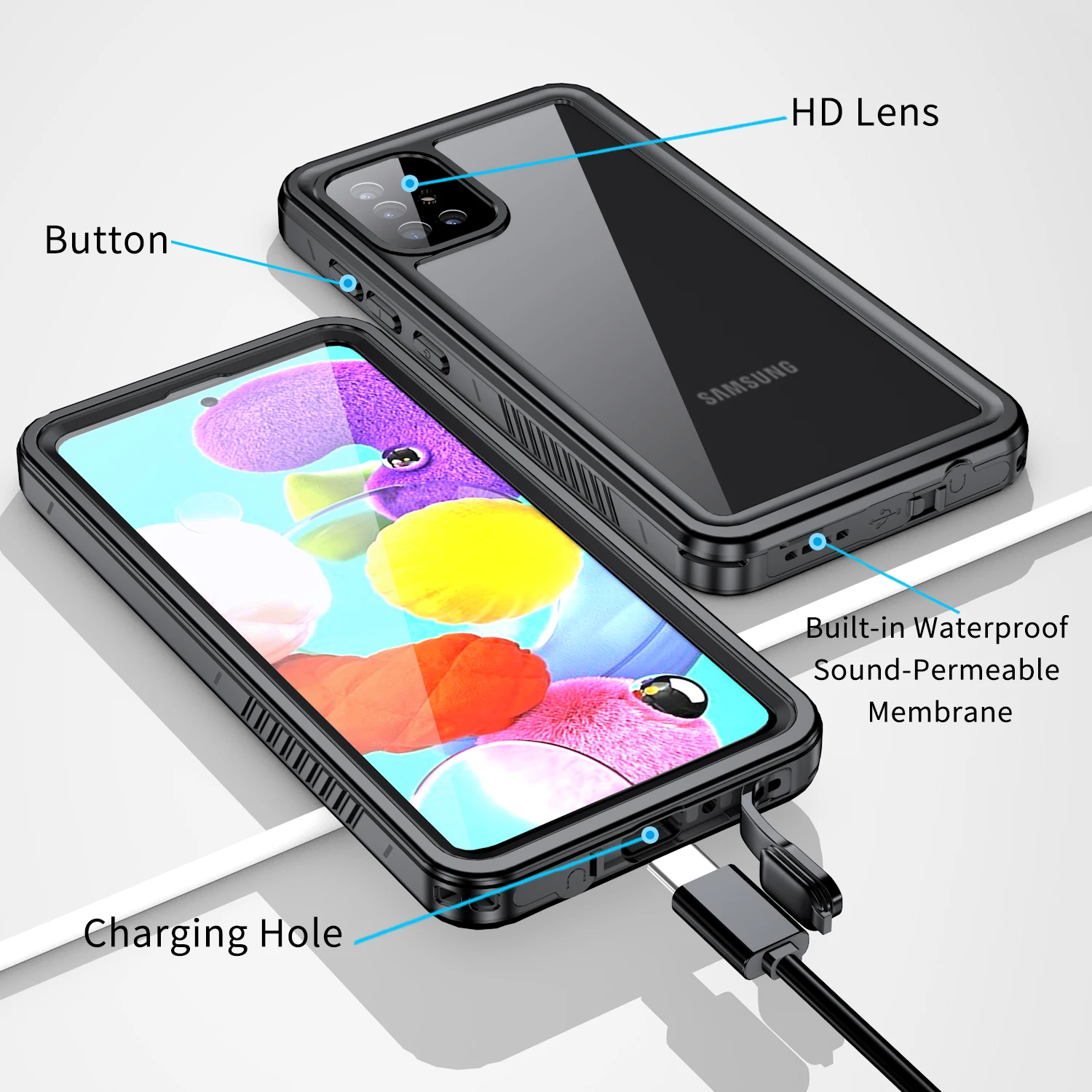 

For Samsung A51 5G Case Waterproof Cases Snorkelling Underwater Diving Shockproof 360 Full Cover For Galaxy A51 4G Covers