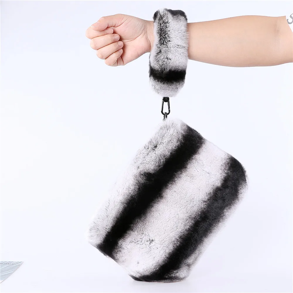 Lady Fashion real rex rabbit fur clutch wallet bags women handbag Luxury purse Evening Party Handle Bag