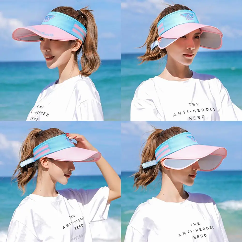 

NEW Summer Women's Spacious Sun Hats Novel Visor Retractable Empty Top Cap Adjustable Size Women Fashion Fishing Beach Hat