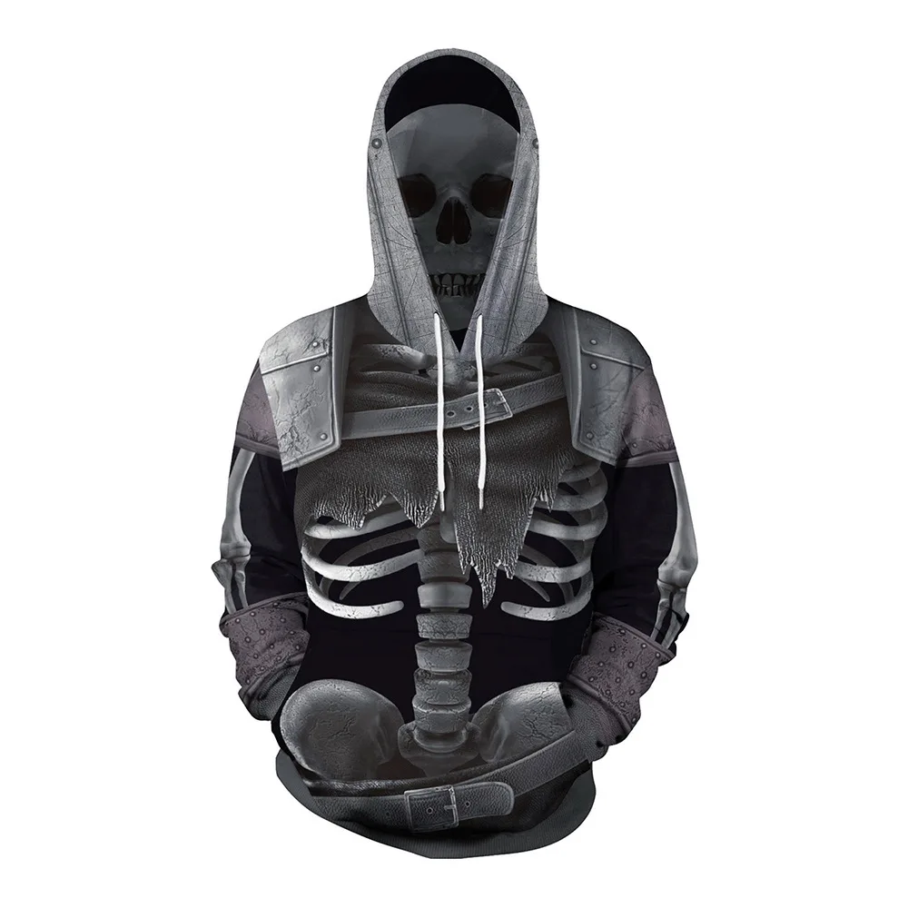 

Unisex Youth Halloween Series Skeleton 3D Digital Printed Hooded Sweater for Theme Party or Daily Dressing