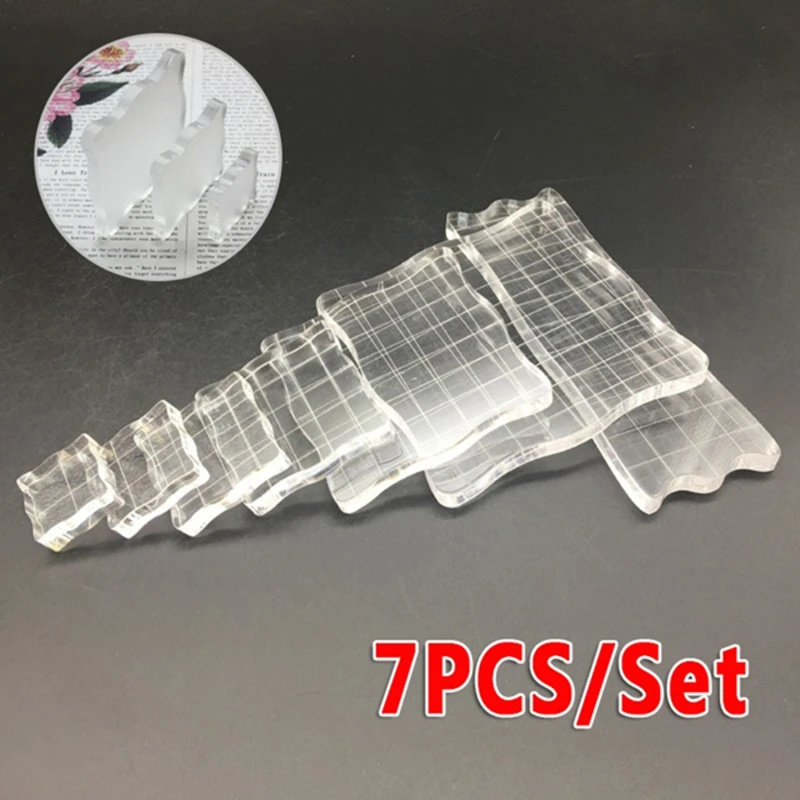 

7 Pcs Crystal Acrylic Transparent Board For Clear Stamps Scrapbooking Craft Seal Block Photo Album Plexiglass Accessories