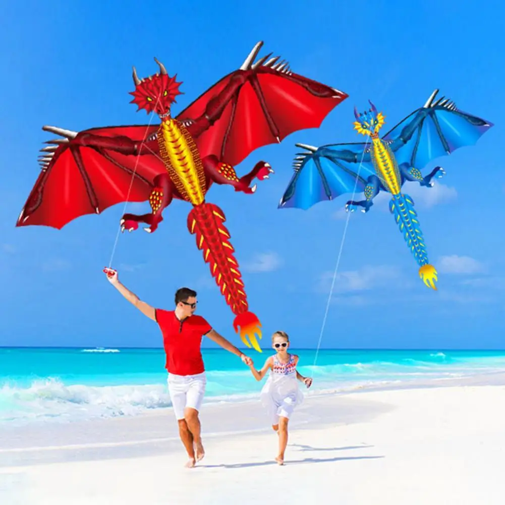 

1.6m Dragon Kite Vivid Easy Installation Plaid Cloth Attractive Animal Kite Fun Toy Animal Dragon Kite for Adults Children