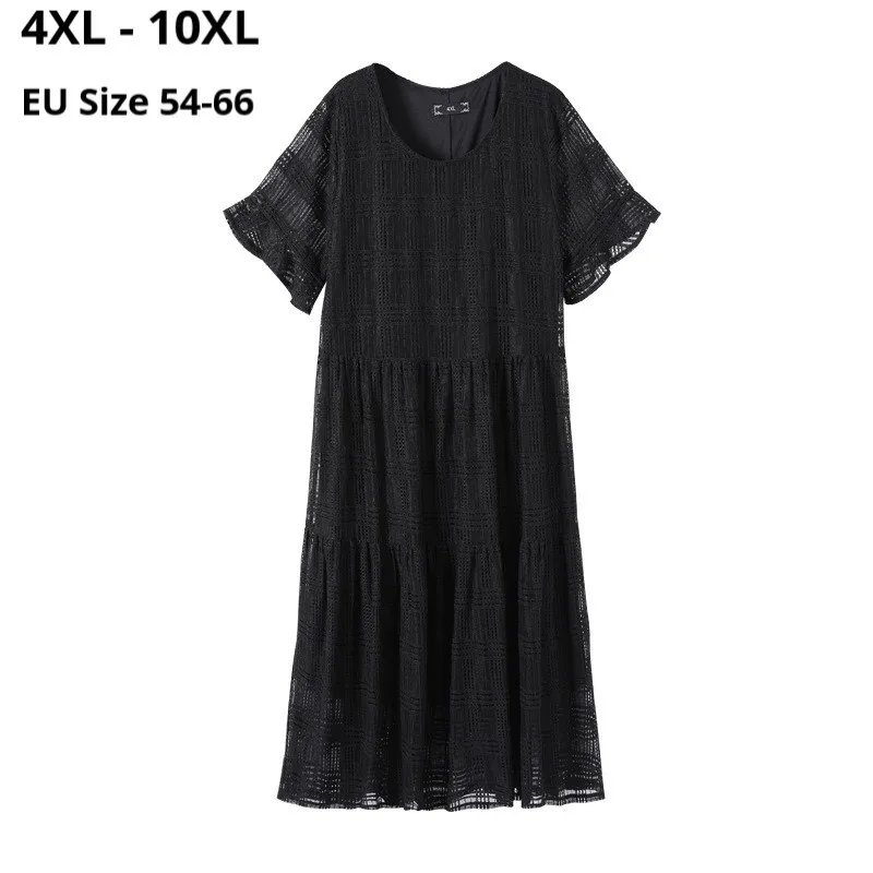 

Размера плюс 10XL 9XL 8XL 7XL 6XL 5XL для женщин, с короткими рукавами на лето, платья с длинным рукавом Femme черного цвета со шнуровкой в винтажном стил...