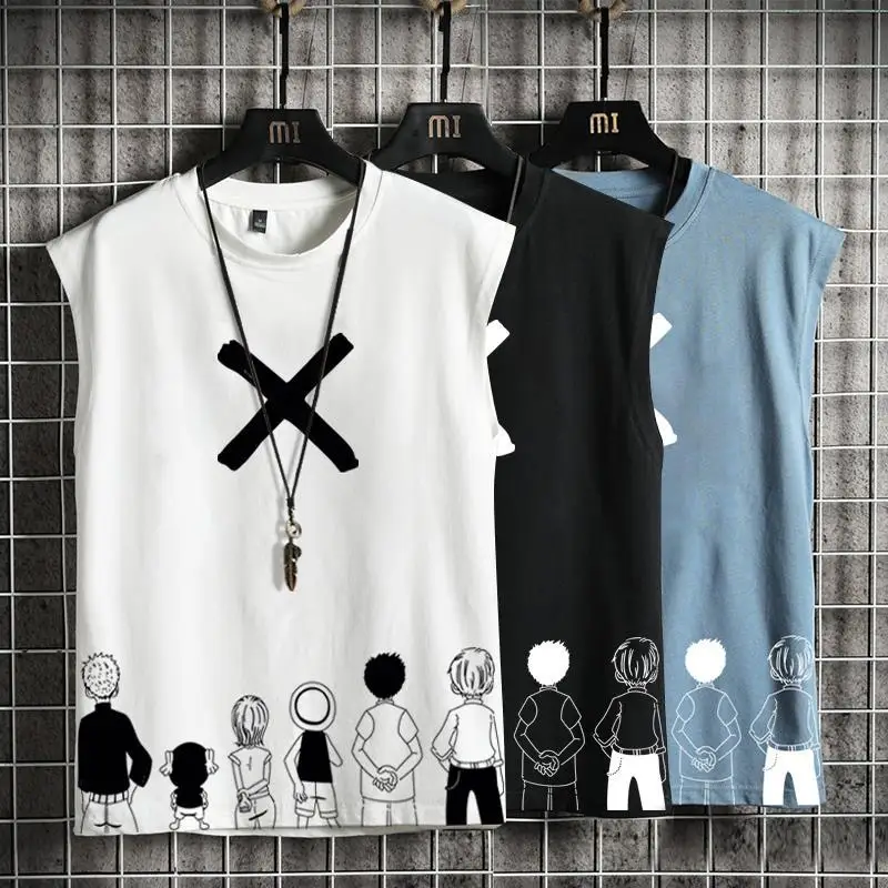 Летняя футболка без рукавов Мужской Свободный жилет Джерси спортивная