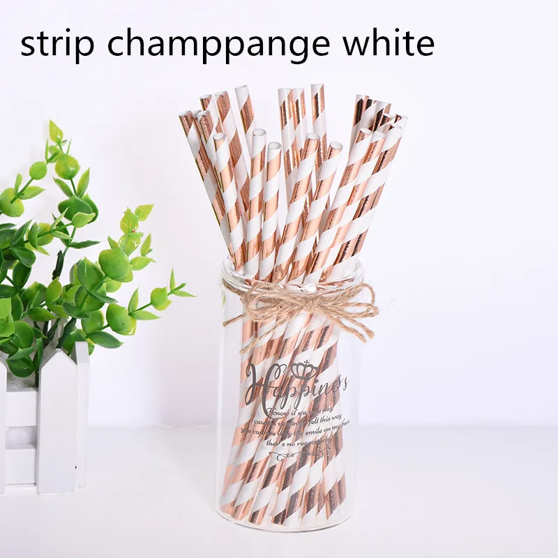 hot champange white 25 шт торт Топпер бумажные соломинки с фламинго для дня рождения украшения дети взрослые выпускные поставки одноразовые Коктейльные трубочки - Цвет: hot champange white