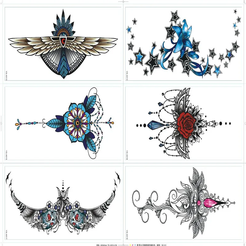 Модный Цветной стикер татуировки для женщин боди грудь Арт временная татуировка
