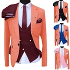 Новый дизайн, серый мужской деловой костюм, приталенный Блейзер, индивидуальный свадебный костюм для лучших мужчин, костюм для жениха, смокинг, куртка, жилет, брюки, 3 предмета