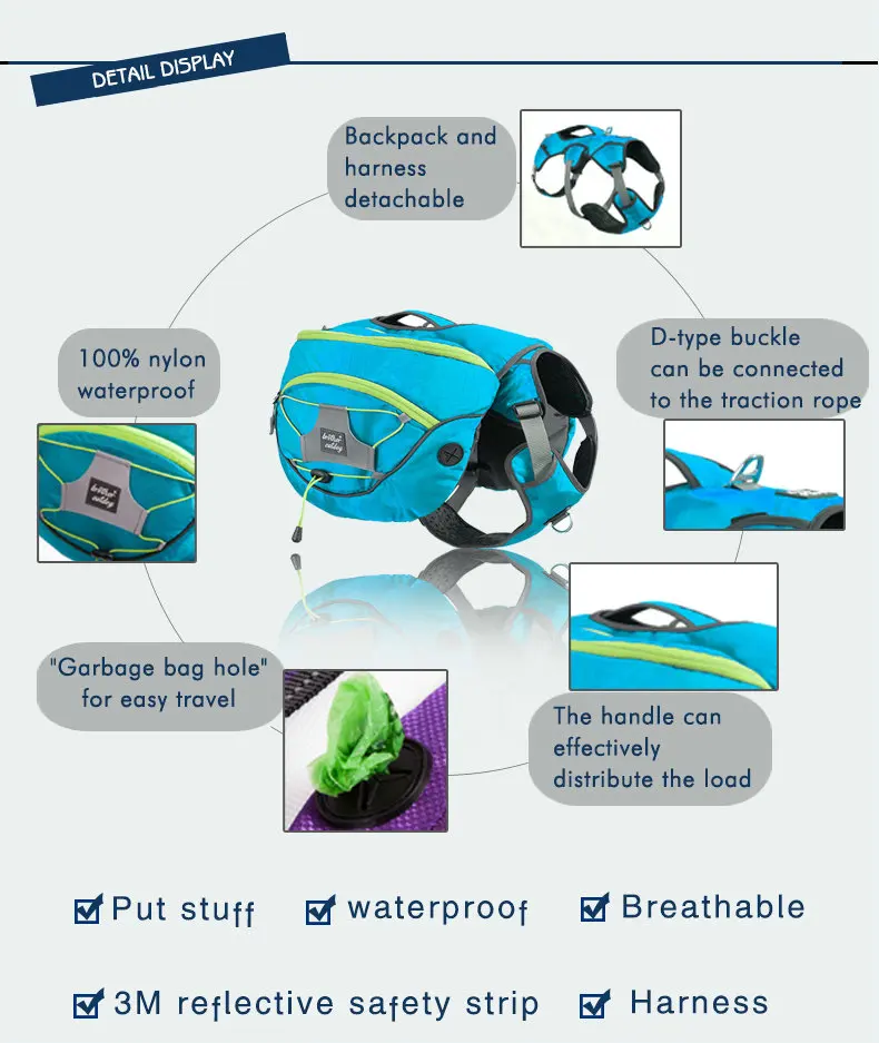 Модный нейлоновый рюкзак для больших собак животных жилет с ремнями уличная
