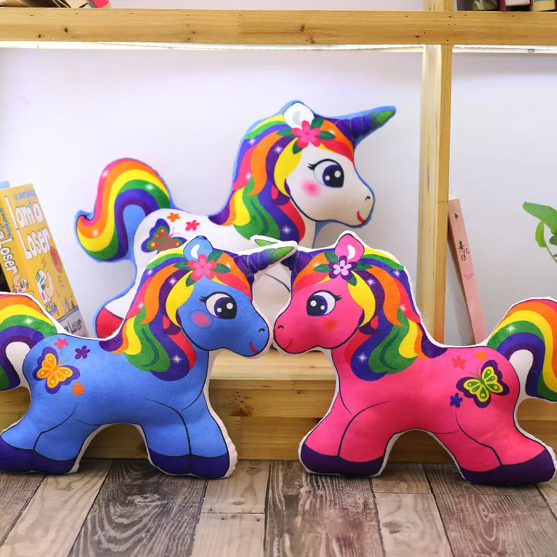 

New Soft And Cute 3D Rainbow Series Unicorn Toy Plush Toy Animal Horse Child Toy Doll Birthday Gift 40-70CM