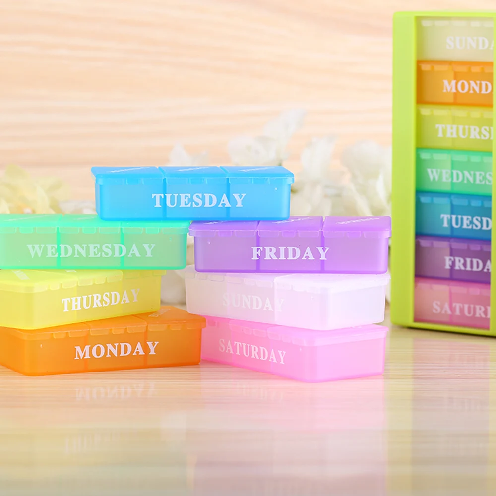 Коробка для таблеток еженедельный Органайзер портативного хранения Бесплатный