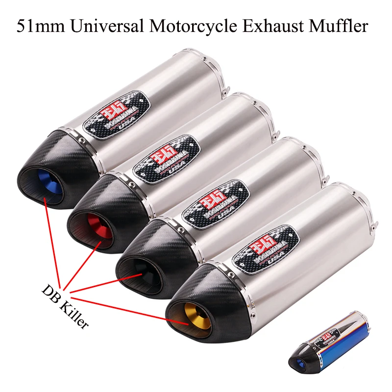 Универсальная выхлопная труба yoshimura 51 мм из углеродного волокна с глушителем для