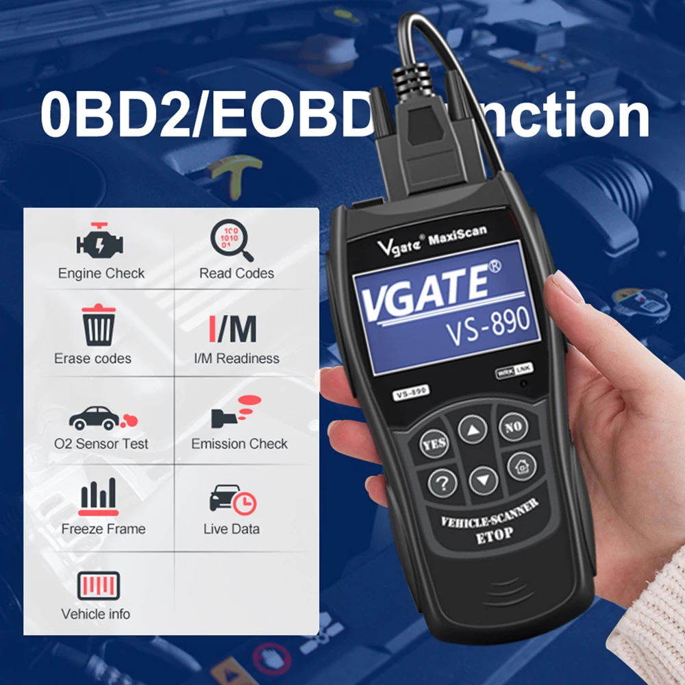 Лучший OBD2 сканер Vgate VS890 VS890S OBD 2 код неисправности двигателя считыватель