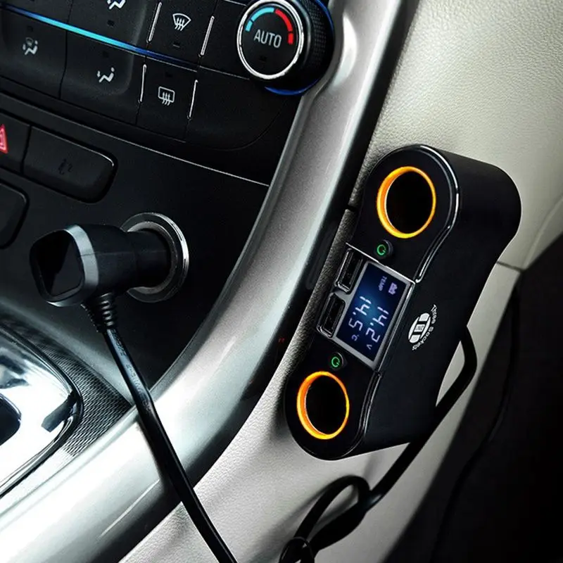 Автомобильный двойной адаптер прикуривателя зарядное устройство светодиодный