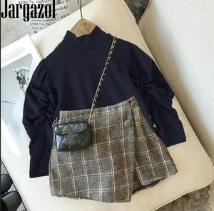 Осенний комплект одежды olde для маленьких девочек, клетчатая юбка, модные детские шорты с эластичным поясом, детские юбки bebes От 2 до 7 лет