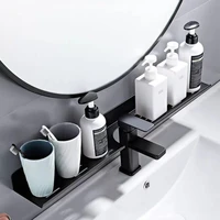 bathroom shelves aluminum black bathroom accessories basin square wall mounted toothbrush cup shelf dressing rack storage rack