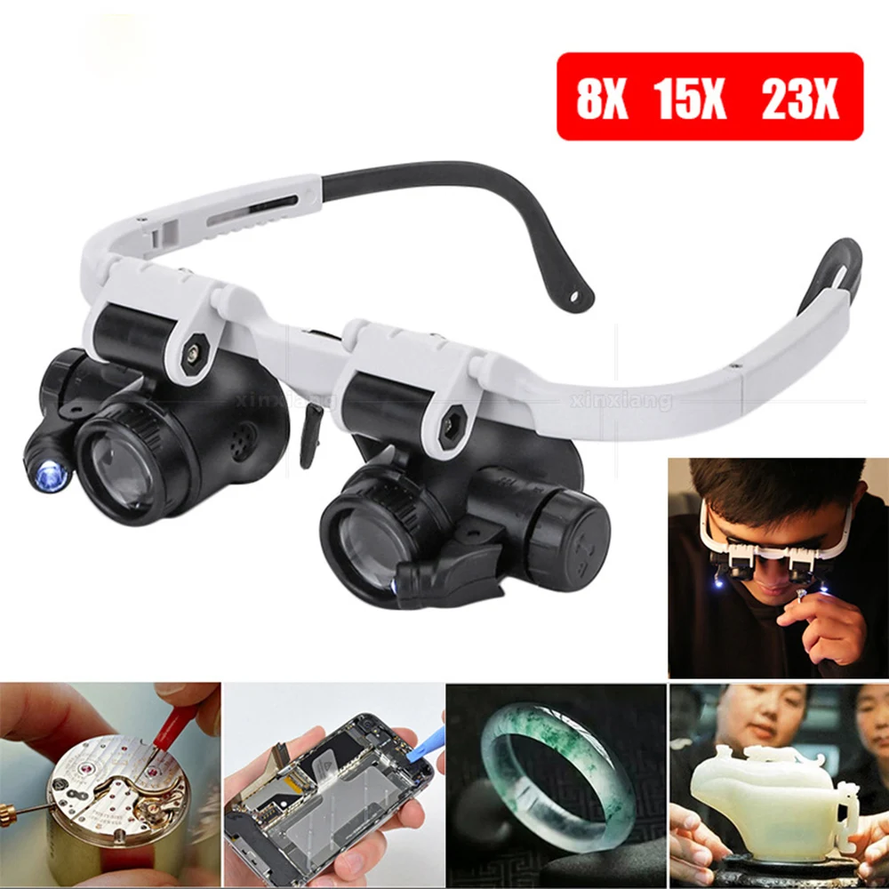 

Magnifying Glasses Magnifier 8x / 15x / 23x Headband With Led Light For Jeweler Watchmaker Reading Led Magnifying Glasses
