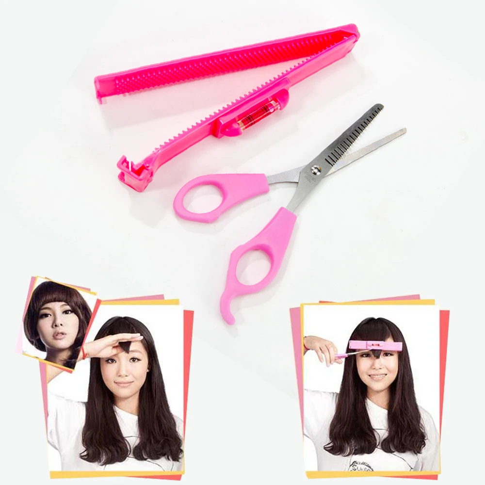 

2Pcs/lot DIY New Women Hair Cutting Tools Women Hair Cutting Scissor with Ruler Bangs Pruning Set Hairdressing Barber Tools