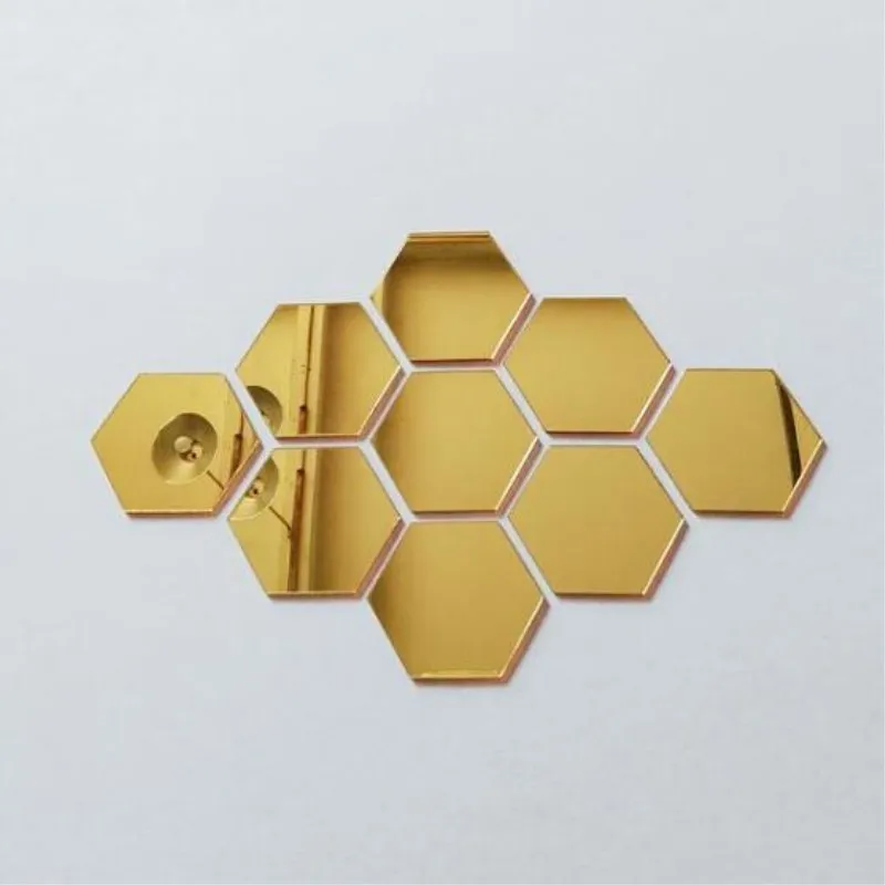 12 шт 8*7 см/4,6*4 см 3D акриловые зеркальные наклейки DIY шестигранные художественные настенные наклейки для детской комнаты гостиной украшения дома серебро