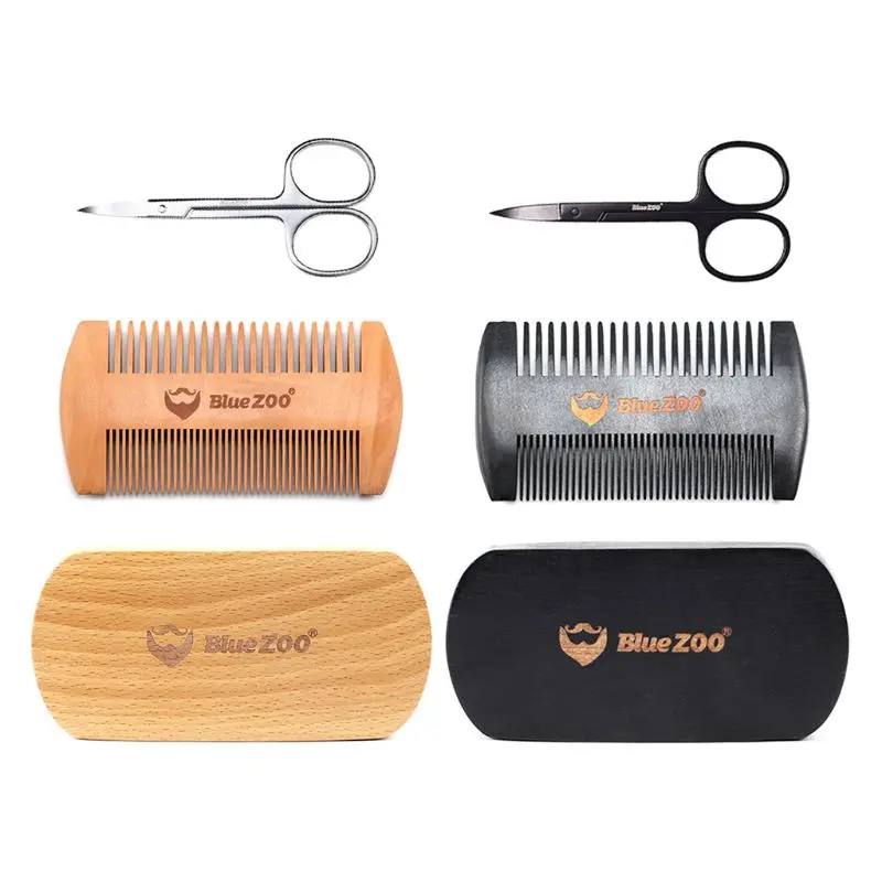 3 шт./компл. бороду деревянная расческа усы для стрижки волос ножницы воск Для