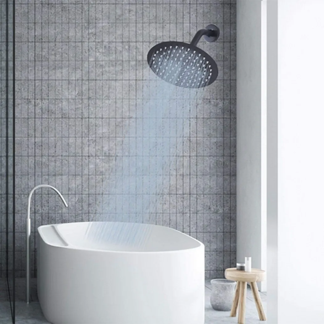 

8 Inch Shower Head Bath Black Connector High Pressure Rain Replacement