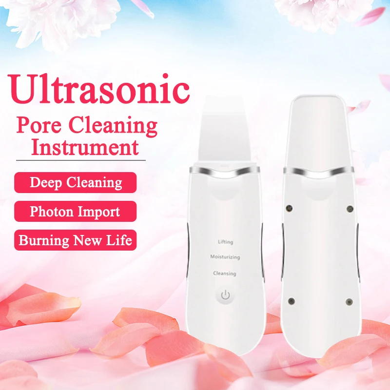 

Professional Ultrasonic Facial Skin Scrubber Ion Deep Face Cleaning Peeling Rechargeable Skin Care Device Beauty Instrument