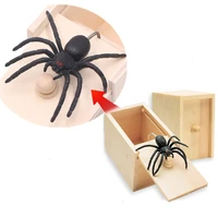 new funny scare box wooden prank spider hidden in case great quality prank wooden scarebox interesting play trick joke toys gift