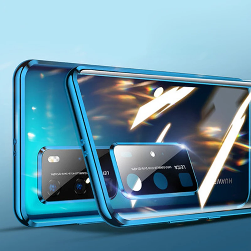 

360 Magnetic Glass Case For Huawei P40 Pro Case Metal Aluminum Camera Lens Protection Cover Case For Huawei P40 Shockproof Funda