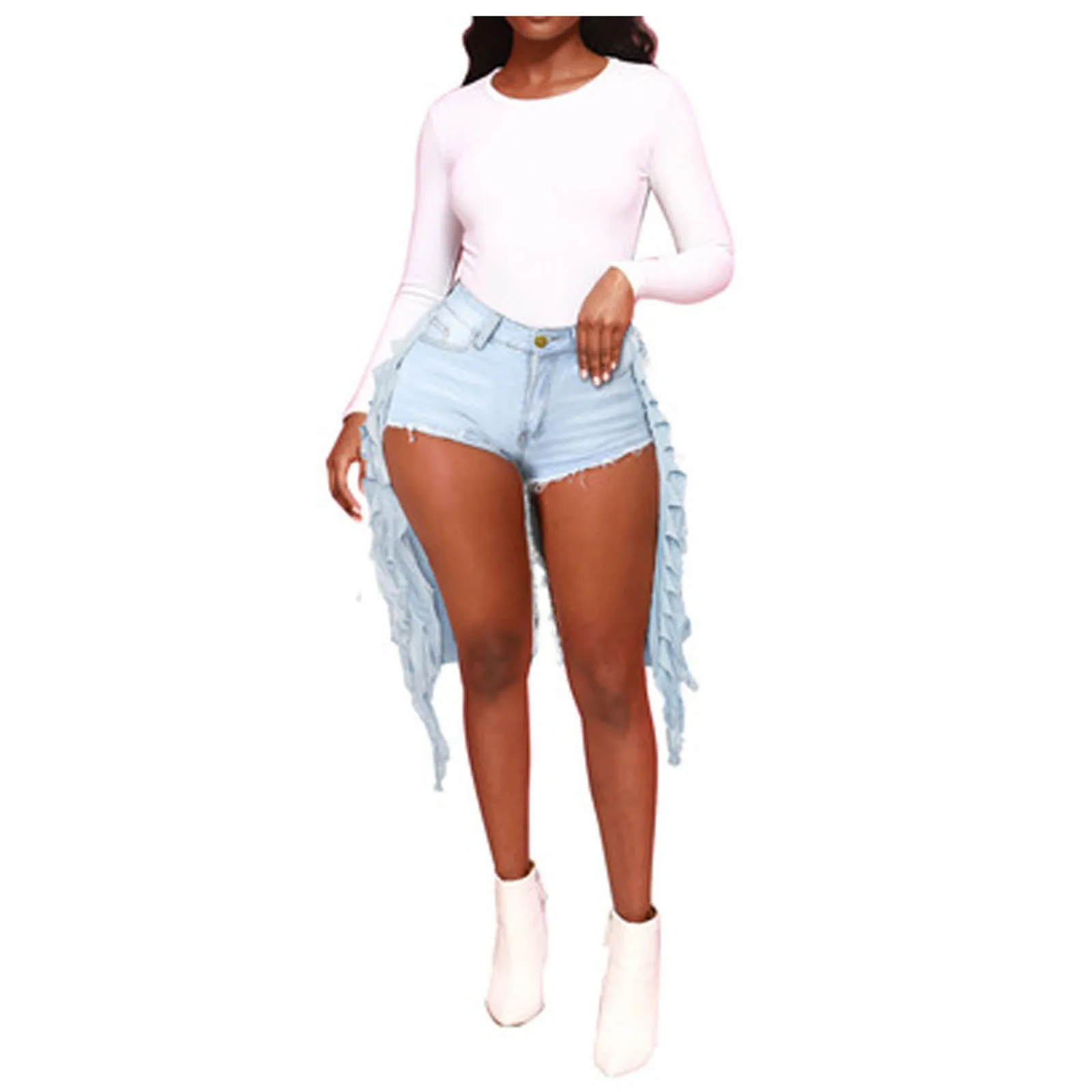 

Ladies high waist casual ripped denim shorts Women Holes Sexy High Waist Zipped Denim Skinny Fit Mini Shorts Jeans Pants