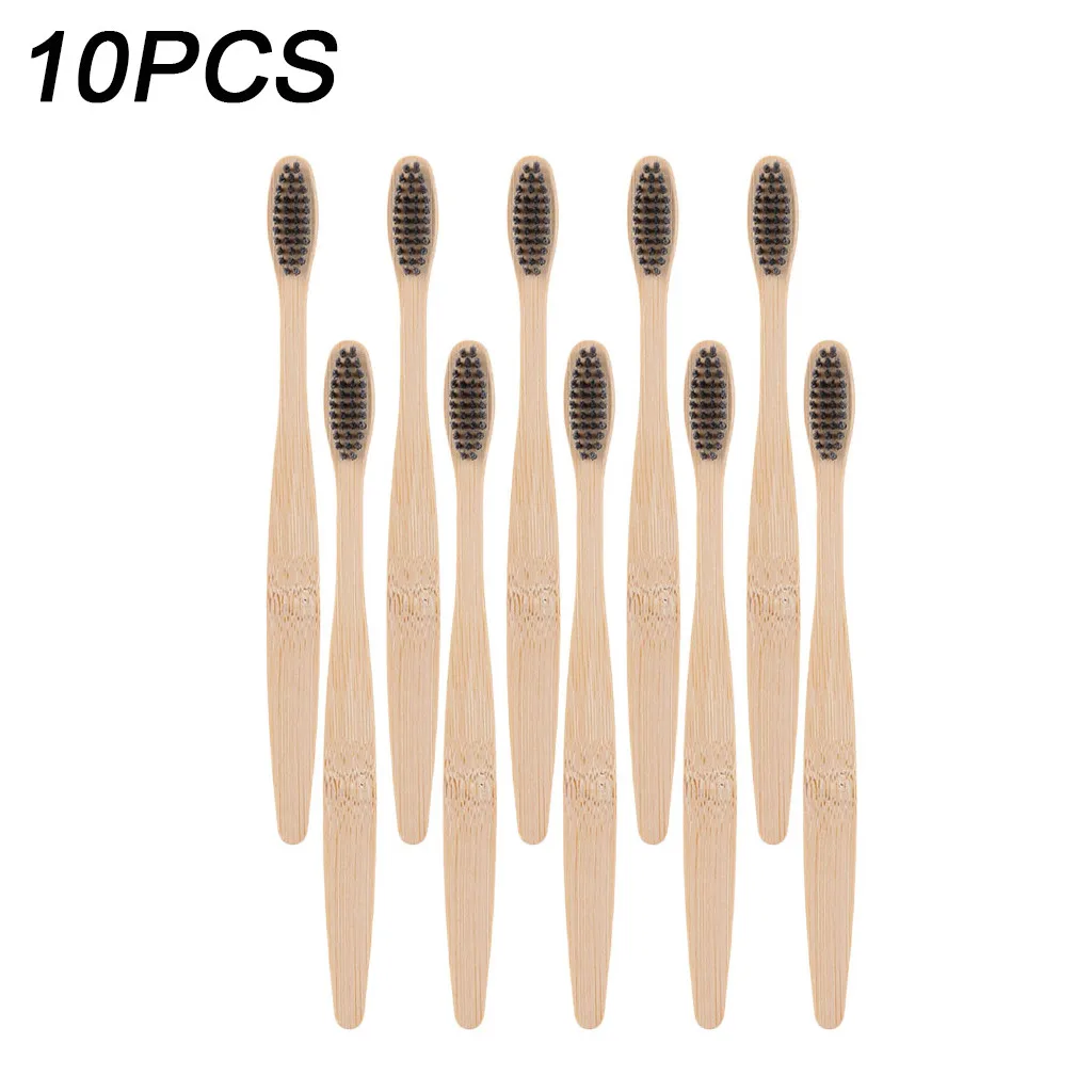 10pcs Зубные щетки 4/5/10 шт органические биоразлагаемые взрослых Зубная щётка с мягкой и не содержащего бисфенол-очень тонкой щетиной окружающей среды для вторичной переработки - Цвет: 10pcs