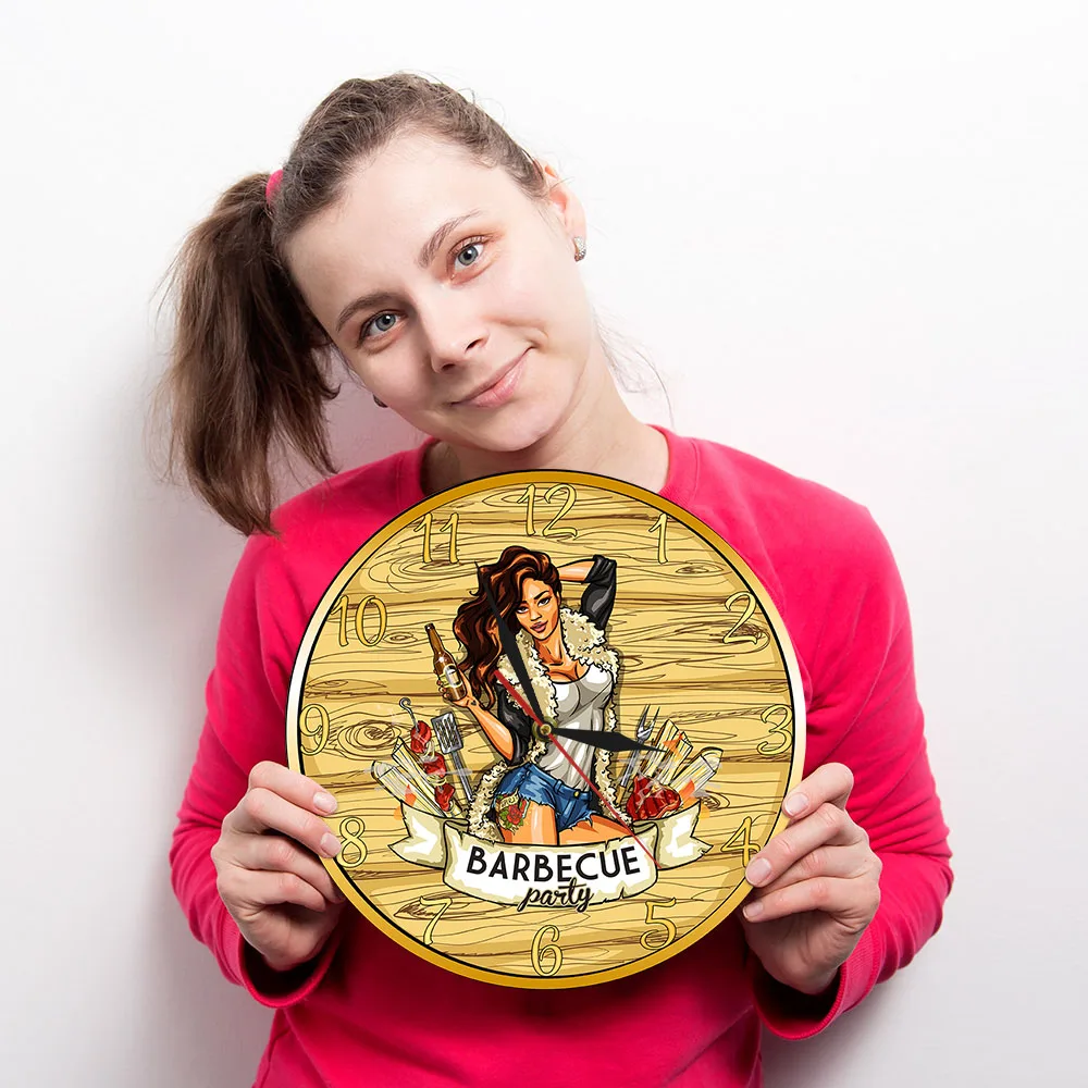 Настенные часы для барбекю вечеринки современные настенные корова девочка