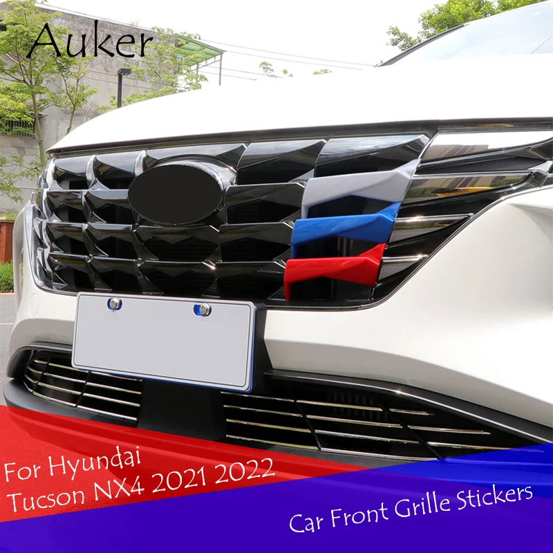 

Car Front Hood Billet Grille Sticker Trim Garnish Strips Cover Frame Styling For Hyundai Tucson NX4 2021 2022 Accessories