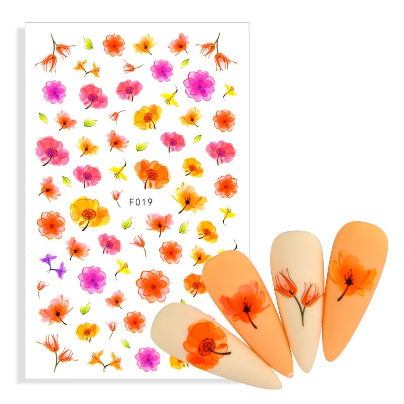 

1 лист 3D Цветочный стикер для ногтей клейкие растения красочные красивые цветы переводные наклейки для ногтей украшение для ногтей
