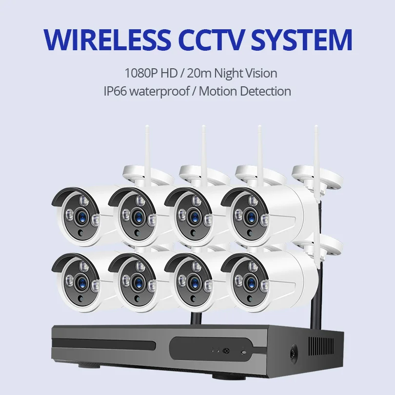 Wheezan система безопасности камеры CCTV Wifi 1080 P NVR 8CH видеонаблюдения HD ip-камера беспроводная наружная домашняя P2P Camara комплект