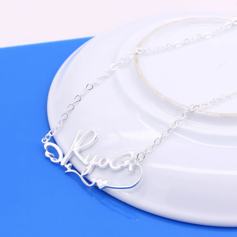 Оптовая продажа модное колье с подвеской в виде буквы 925 Серебряный кулон шрифт