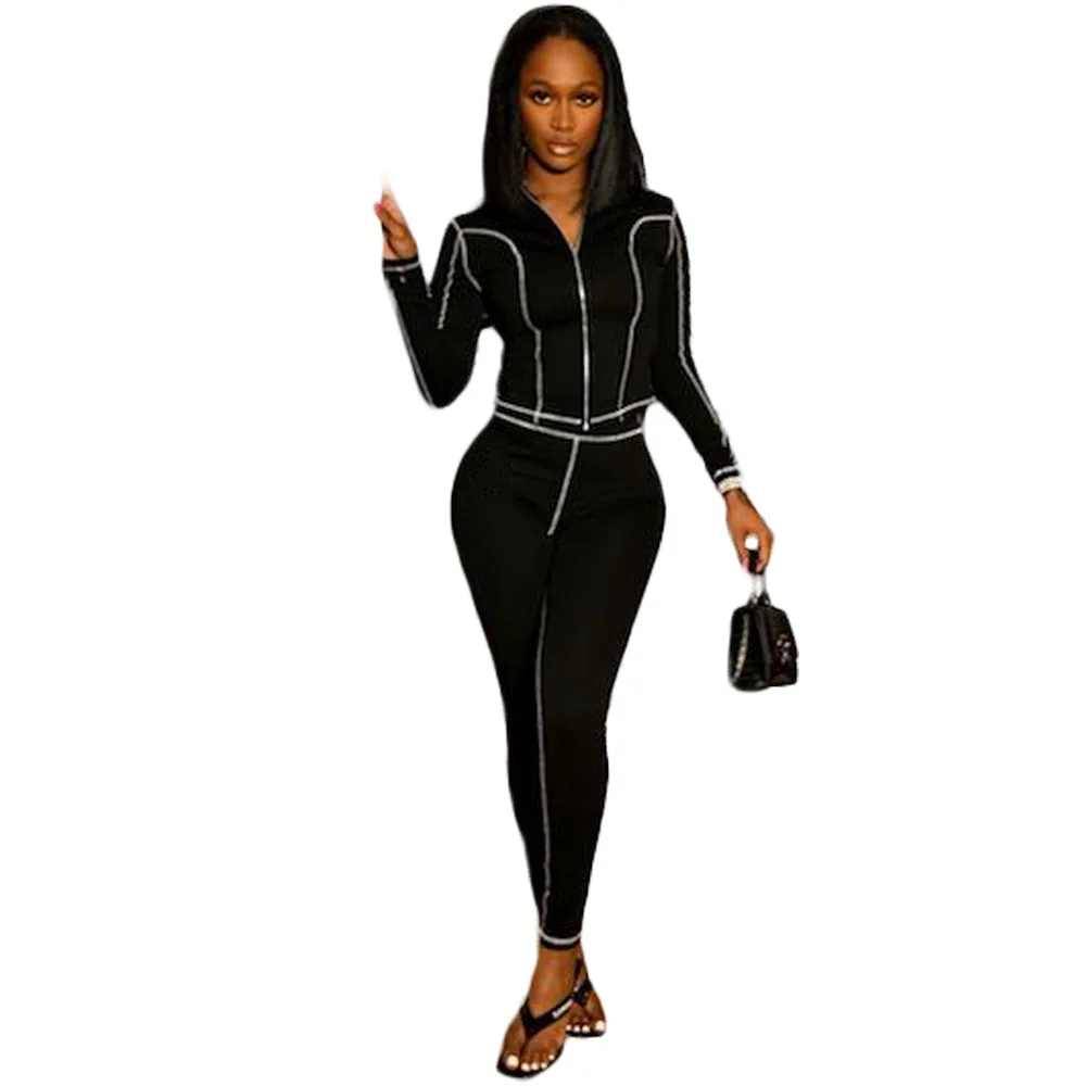 

Zoctuo Two Piece Set Patchwork Zip Two Piece Set Long Sleeve Zipper Autumn Casual Outdoor Streetwear Fashion Casual Outfits 2021