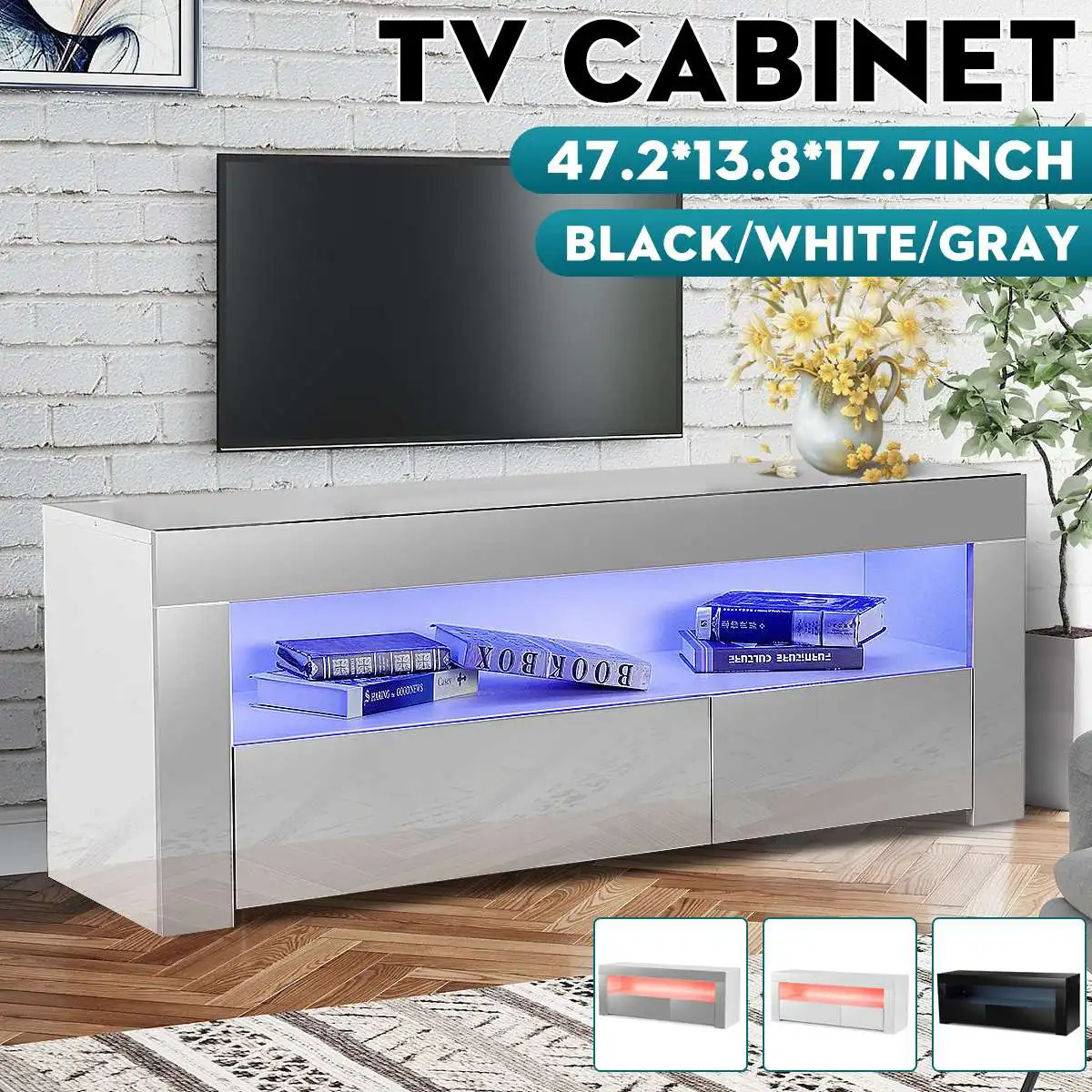 

47-дюймовые современные подставки для телевизора с RGB-светодиодами и ящиком, шкаф, органайзер для хранения, кронштейн для телевизора, мебель ...